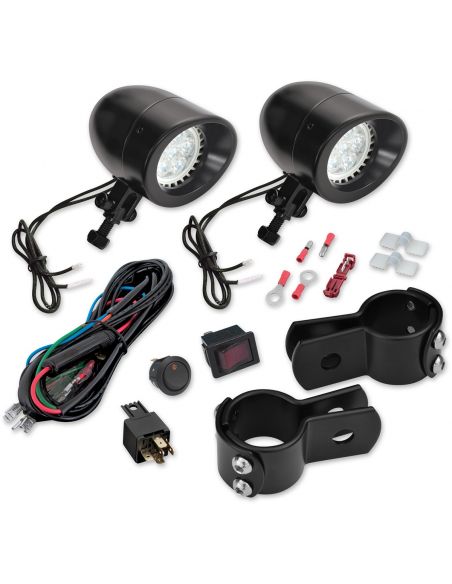 Black 60 Show Crome mm mini LED headlights with 1-1/4" (32mm) mounts