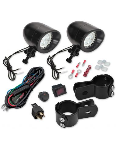 Black 60 Show Crome mm mini LED headlights with 1-1/4" (32mm) mounts