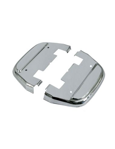Chromed lower covers for passenger footpegs for Softail and Touring from 1986 to 2021 ref OEM 50782-89 and 50782-91