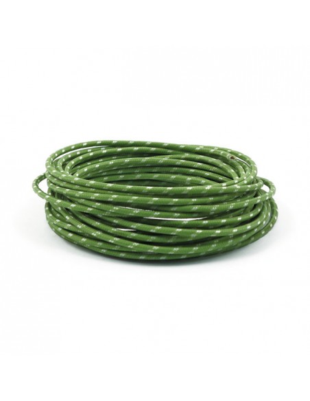 Green-white fabric electric cable