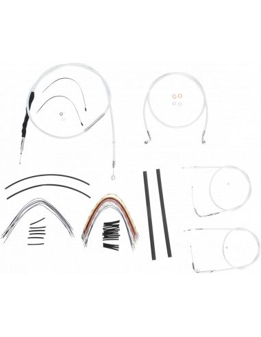 Dyna cable kit for handlebar 12'' (30cm) stainless steel braid NO ABS