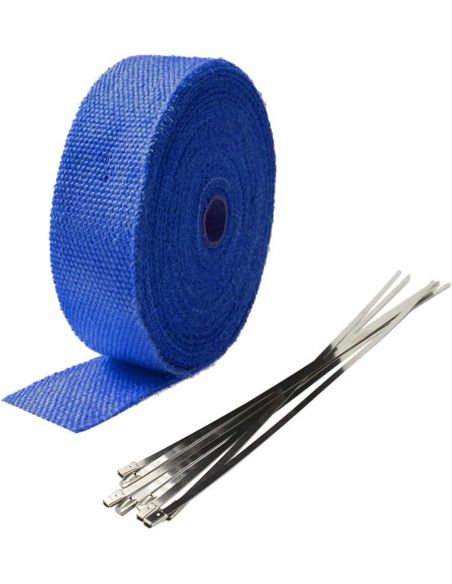 Blue bandage for drains 5 cm wide and 10 meters long with 6 stainless steel clamps
