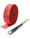 Red bandage for drains 5 cm wide and 10 meters long with 6 stainless steel clamps