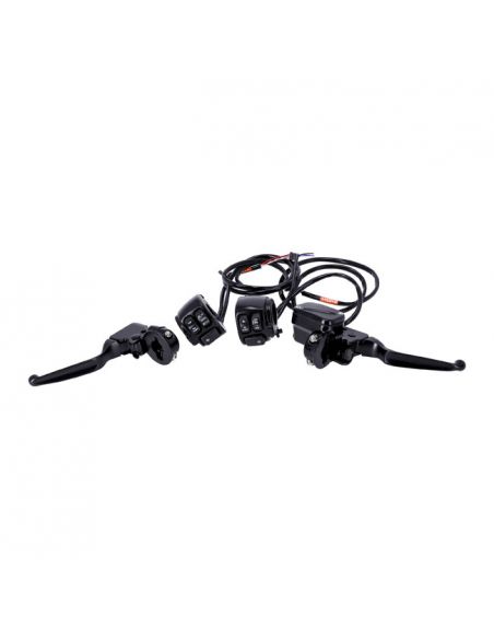 Black Handlebar Control Kit with Buttons for 2011 thru 2023 Softail with Can Bus and Single Disc