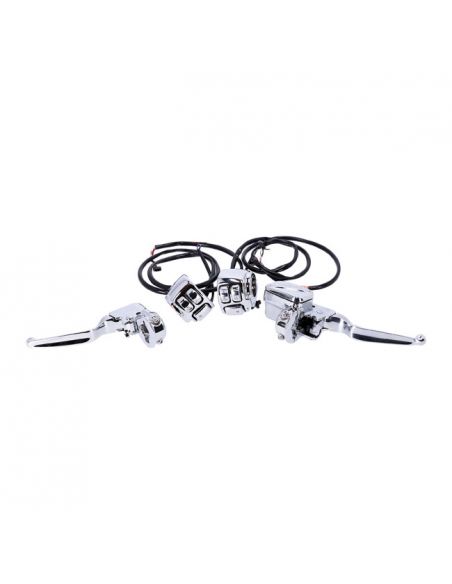 Chrome Handlebar Control Kit with Buttons for 2011 to 2023 Softail with Can Bus and Single Disc