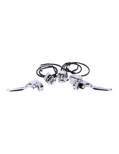 Chrome handlebar control kit with buttons for Dyna from 2012 to 2017 with Can Bus and single disc