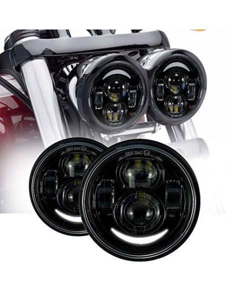 Pair of 5" black LED dishes for Dyna Fat Bob from 2008 to 2013