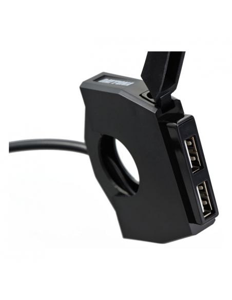 Dual-port USB plug for 1" handlebars