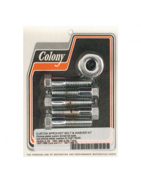 Hex screws and chrome-plated washers for chainring/pulley For FL,FX,FXR, Softail, Dyna and Touring from 1973 to 1992