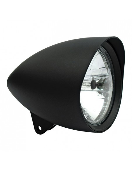 Front headlight 5 3/4''Smoothie homologated black with Visor Round