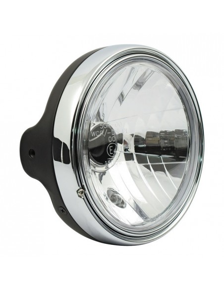 Front headlight 7'' black Ltd with prism reflector
